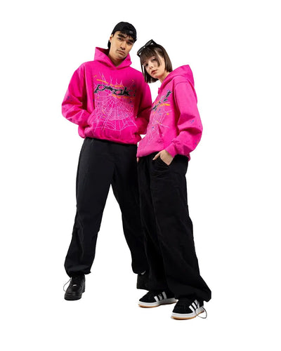 Felpa con cappuccio "Sp5der" rosa